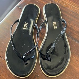 Tkees black Sandals with gold lining